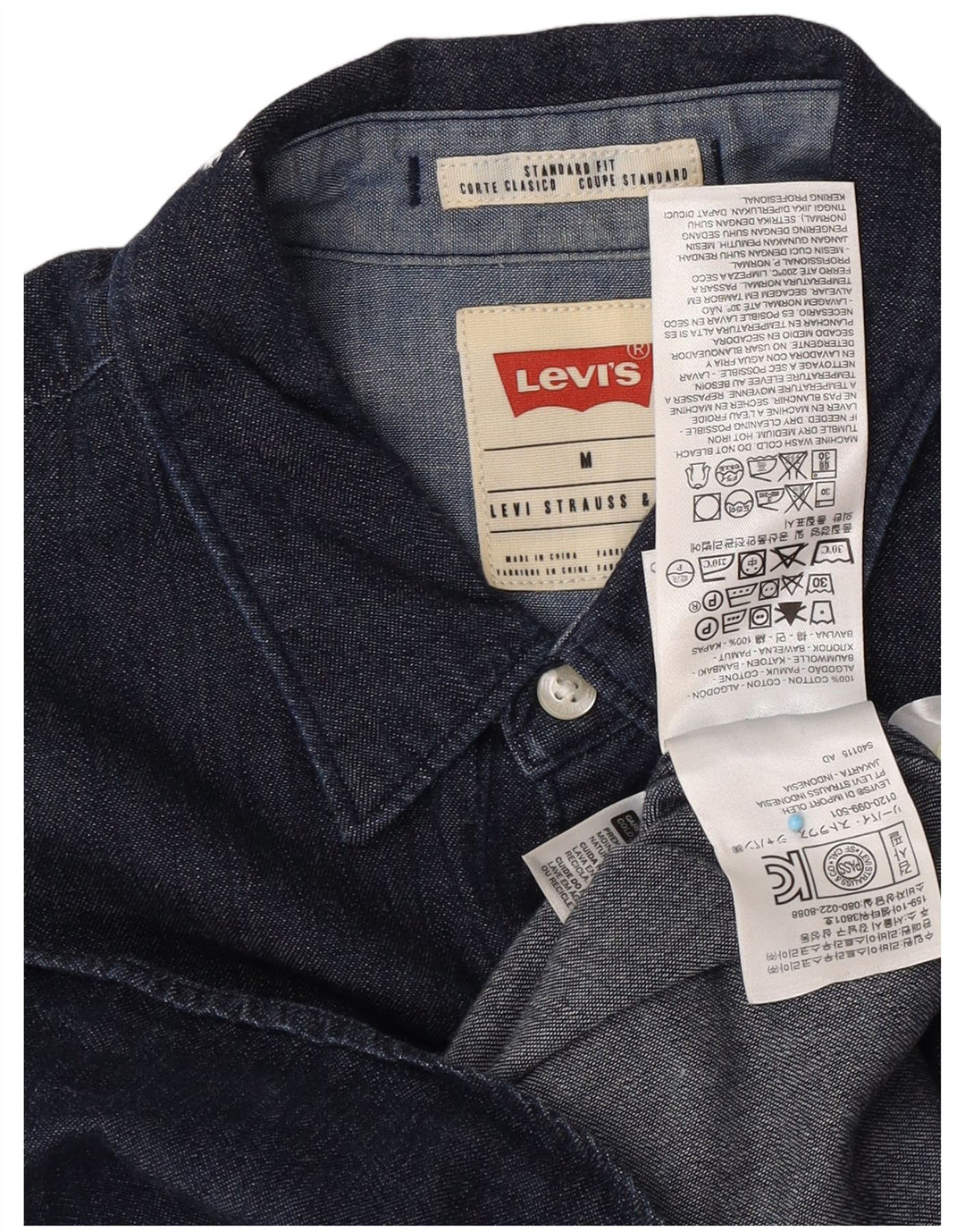 Levi's Chemise en Jean Coupe Standard Homme Bleu Marine Moyen Coton