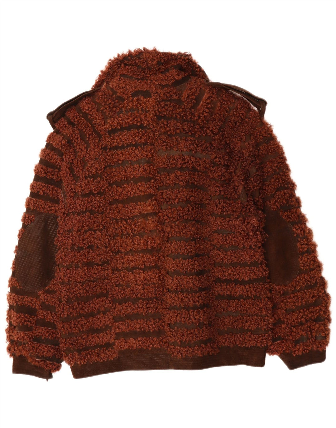 VINTAGE Veste Bomber Femme UK 16 Grand Marron Rayé