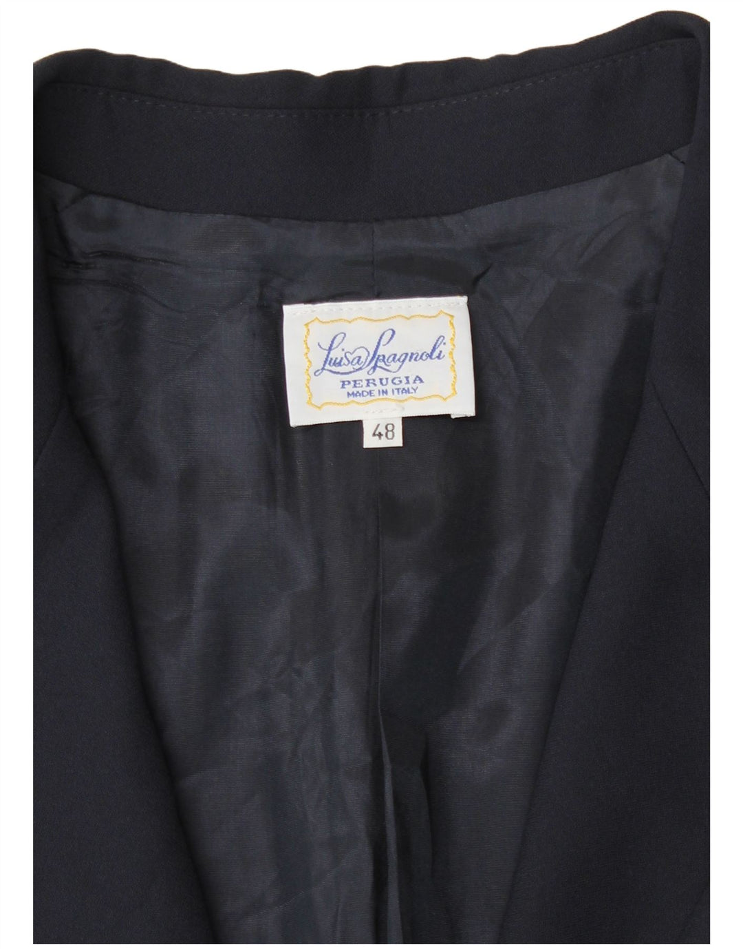 Luisa Spagnoli Veste Blazer 1 Bouton Femme IT 48 XL Bleu Marine Acétate