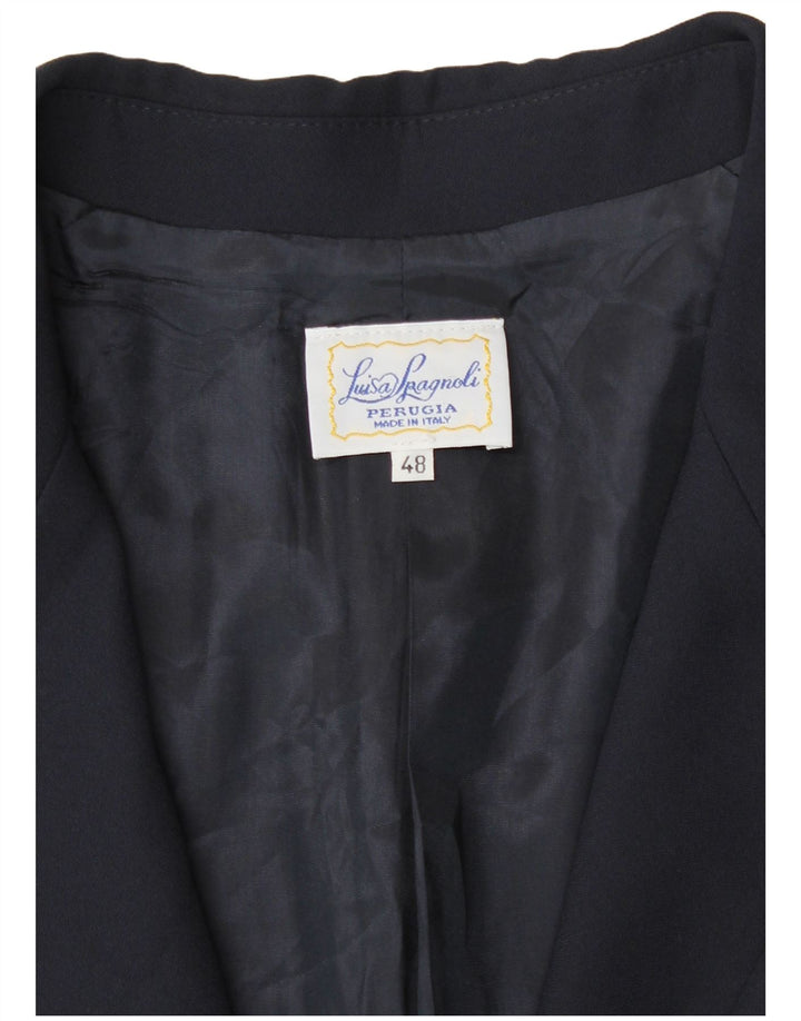 Luisa Spagnoli Veste Blazer 1 Bouton Femme IT 48 XL Bleu Marine Acétate