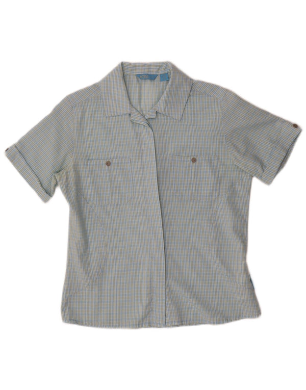 SALEWA Chemise à manches courtes pour femme UK 10 Petit carreaux bleus Polyester