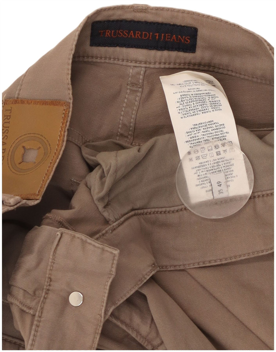 Trussardi Pantalon décontracté droit W35 L33 Beige Polyester