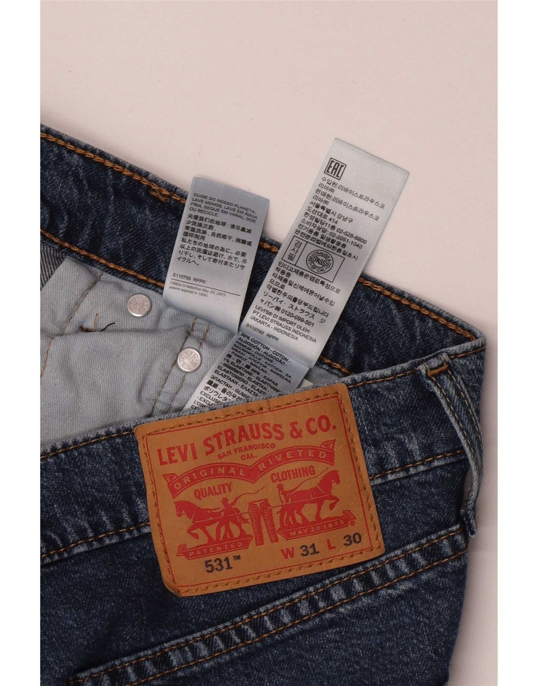 Levi's Jean Slim 531 Homme Bleu W31 L30 Coton