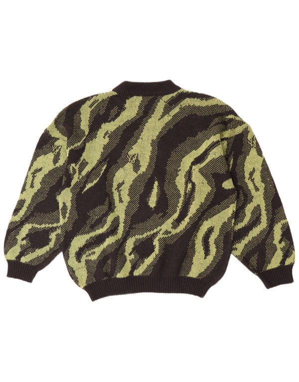 Vintage Womens Turtle Neck Jumper Sweater UK 14 Large Green Tie Dye Cotton