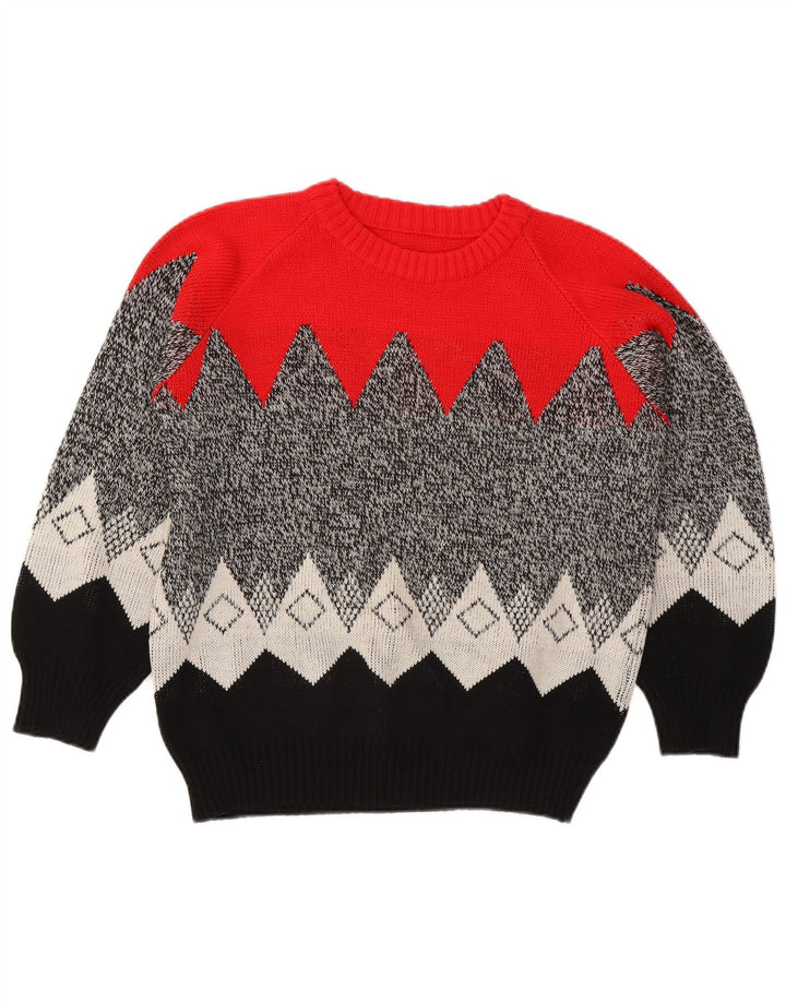 vintage Womens Crew Neck Jumper Sweater UK 16 Grand Multicolore