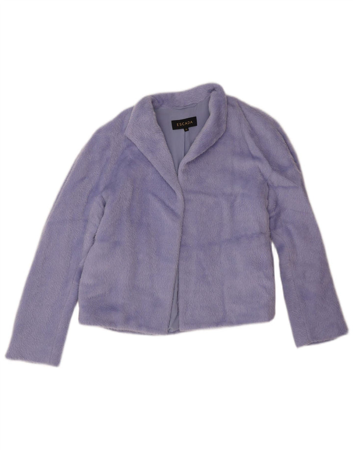 Escada Veste blazer ouverte surdimensionnée pour femme EU 36 Petite laine d'alpaga violette