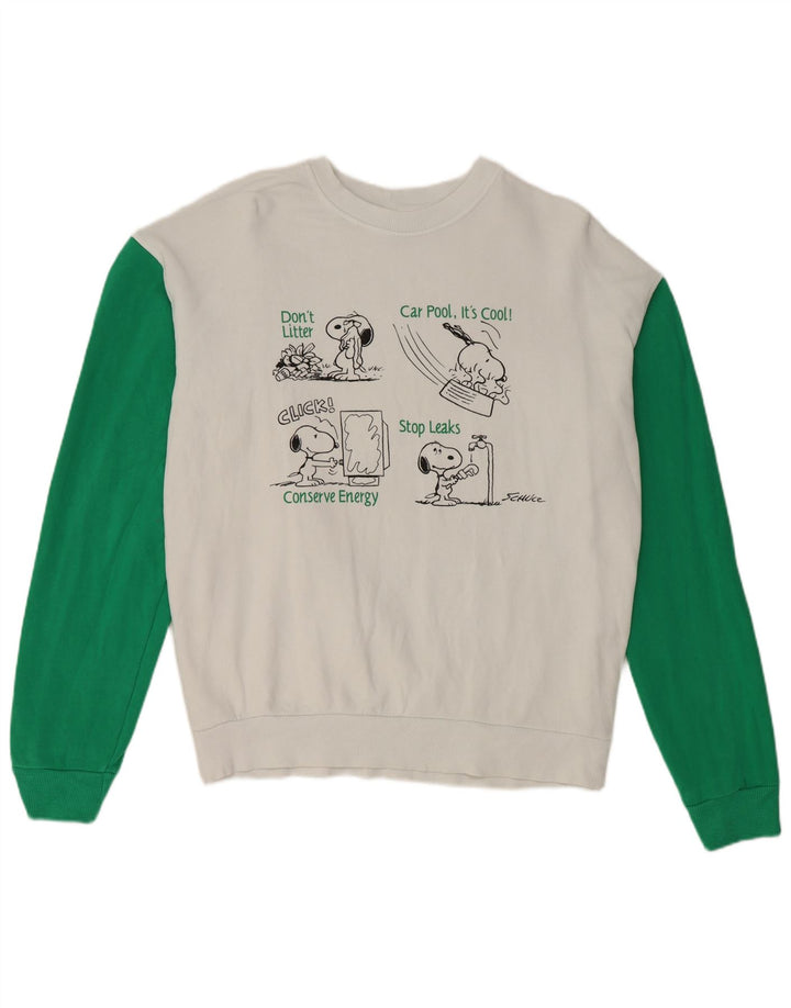 Benetton Sweat-Shirt Graphique Peanuts Homme Blanc Moyen Colorblock