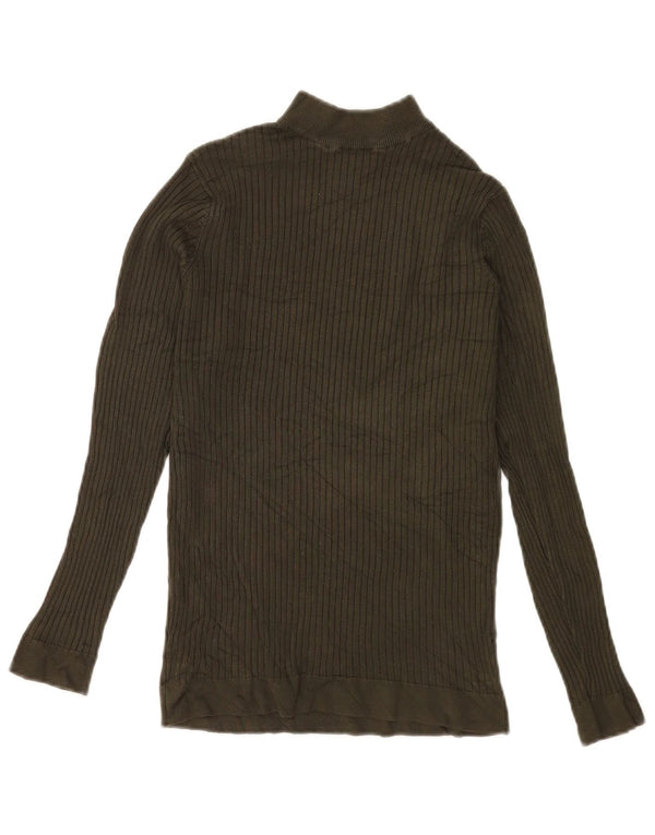 Zara Mens Top Long Sleeve Small Khaki Viscose