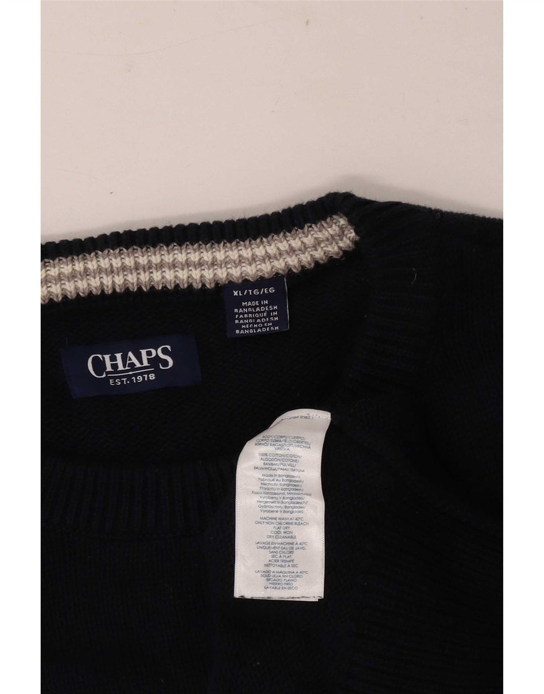 Chaps Pull Col Bateau Homme XL Bleu Marine Coton