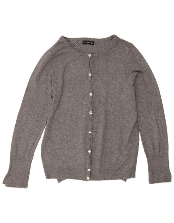 Zara Cardigan Femme Pull UK 14 Large Gris Viscose
