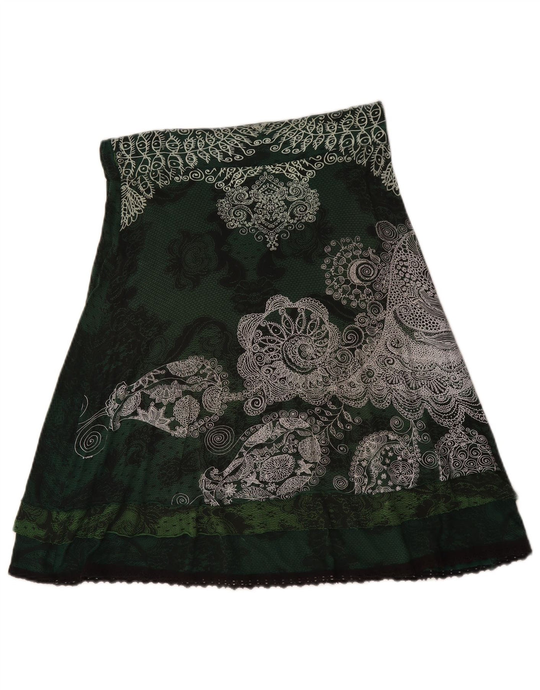 Desigual Jupe trapèze Medium W30 Vert Floral Femme