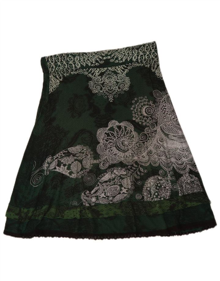 Desigual Jupe trapèze Medium W30 Vert Floral Femme