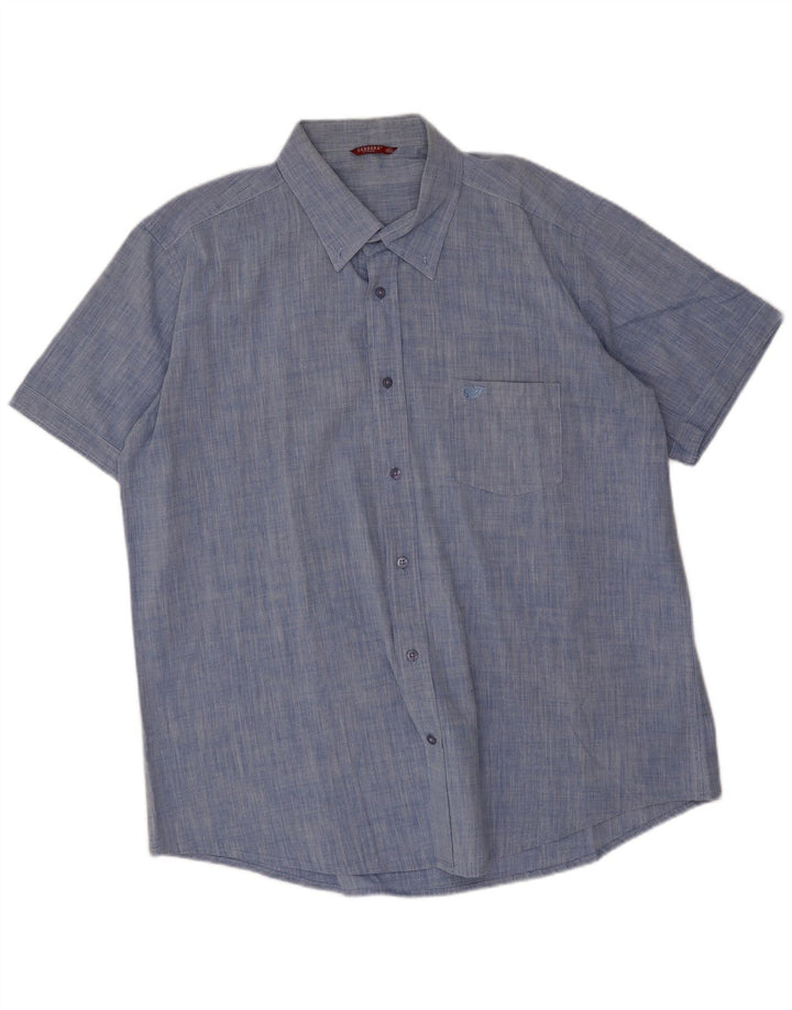 Carrera Chemise à manches courtes pour homme 2XL Bleu Coton