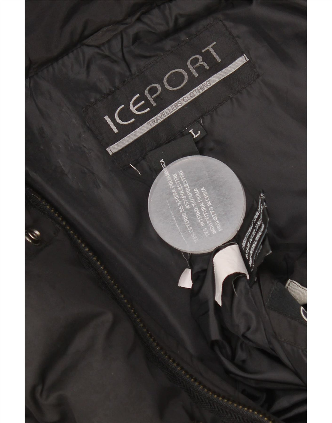 Iceport Veste matelassée à capuche pour femme UK 40 Large Noir Polyamide