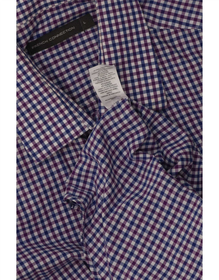 French Connection Chemise Regular Fit Homme Bleu Grand Coton Vichy