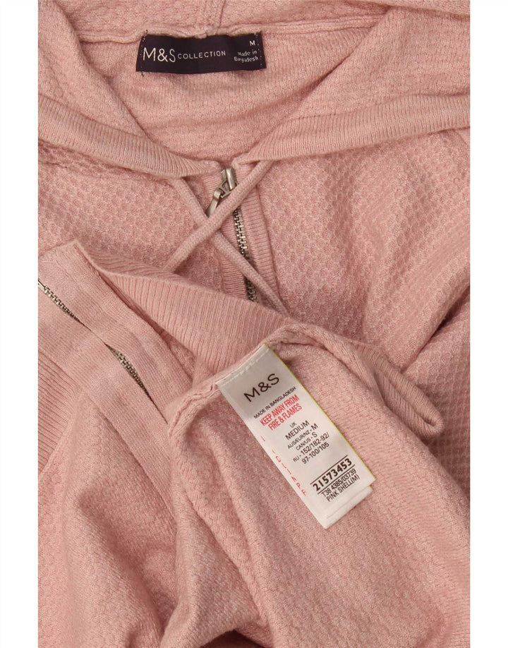 Marks & Spencer Pull à capuche zippé pour femme UK 14 Viscose rose moyen