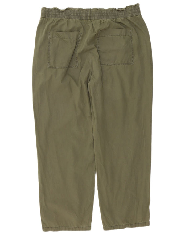 Marks & Spencer Pantalon taille haute coupe ample pour femme UK 18 XL W38 L28 Kaki