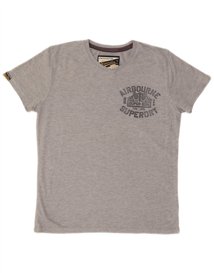 SUPERDRY Mens Graphic T-Shirt Top Large Grey Polyester Vintage Superdry and Second-Hand Superdry from Messina Hembry 