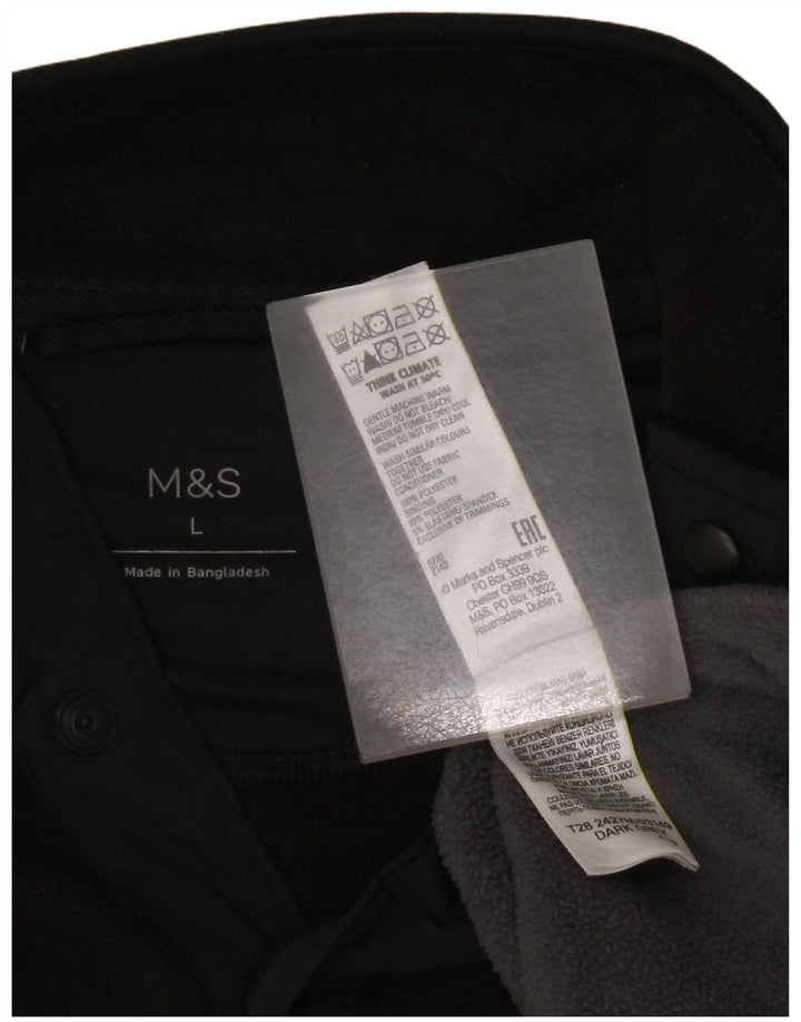 Marks & Spencer Pull en polaire à col boutonné pour homme Taille L Gris Colorblock