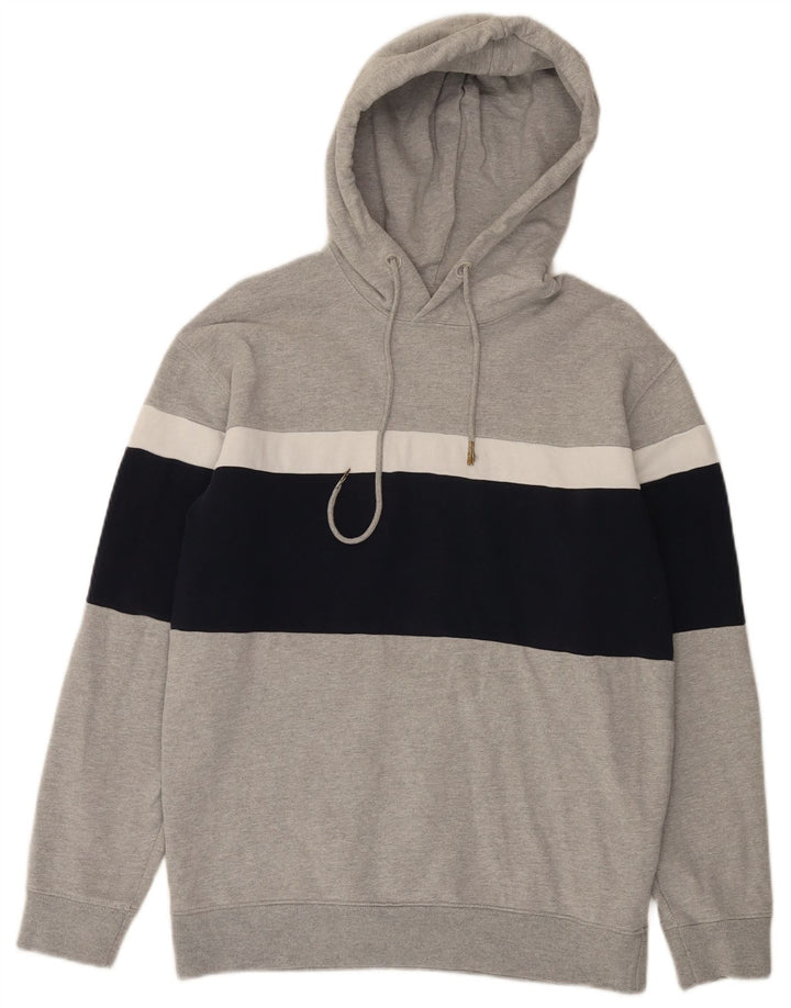 Zara Pull à capuche en coton color block gris moyen pour homme
