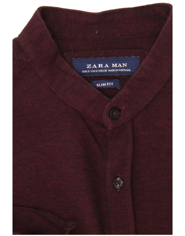 Zara Chemise Slim Fit Petit Bordeaux Homme