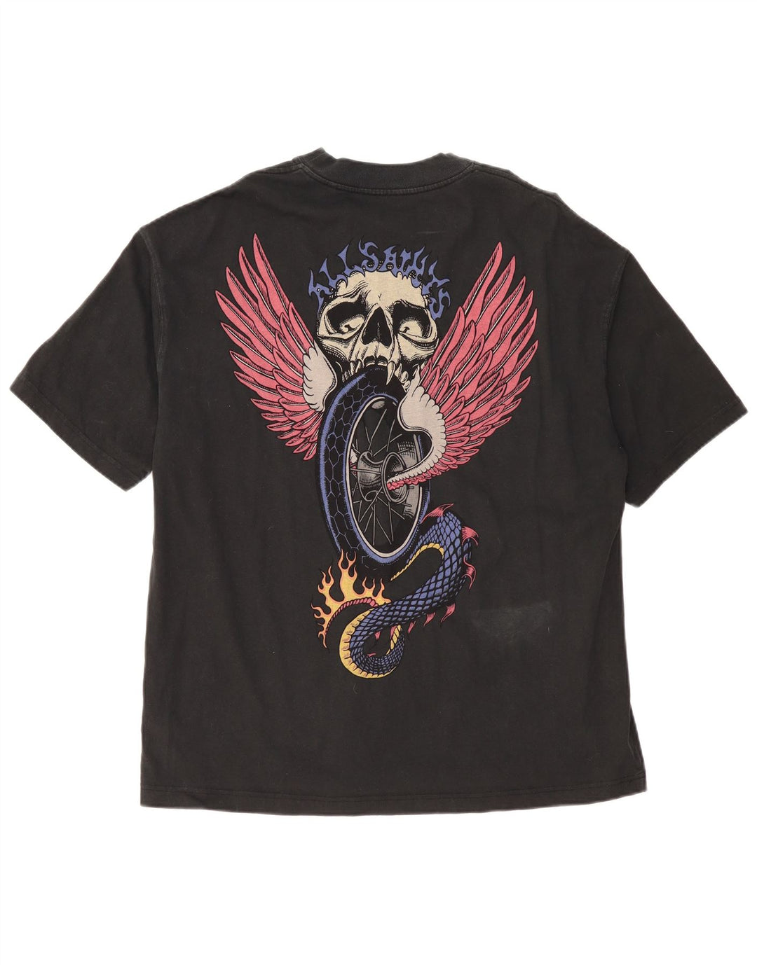 ALL SAINTS T-Shirt Graphique Oversize Homme Noir Moyen Coton