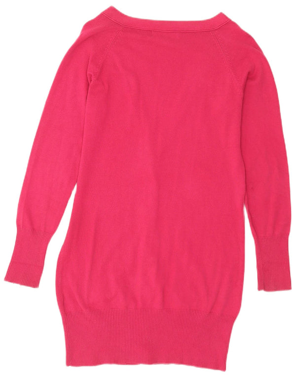Zara Womens Longline Cardigan Sweater UK 14 Large Rose Coton