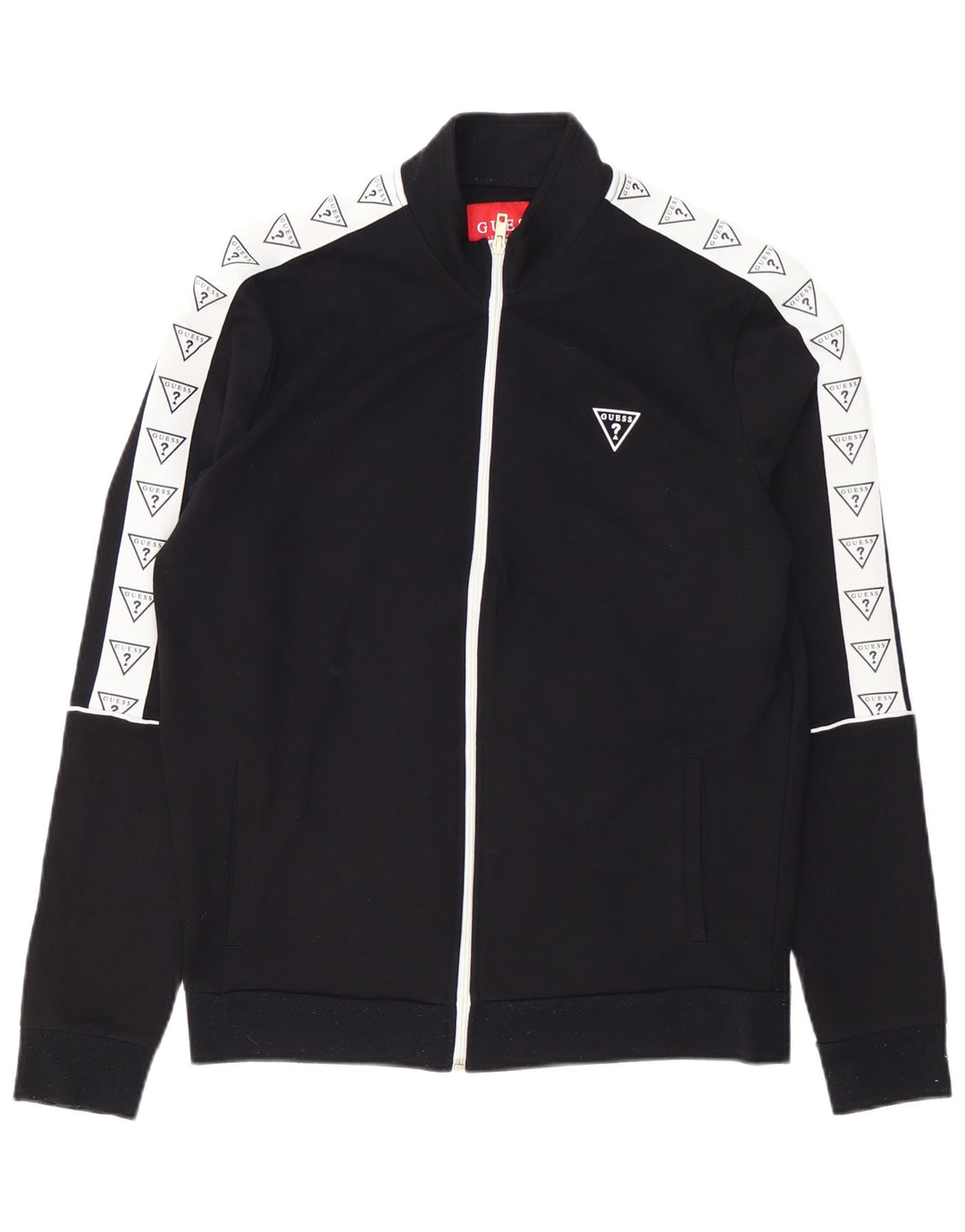 GUESS Veste de survêtement graphique pour homme, petite taille, rayonne color block noire