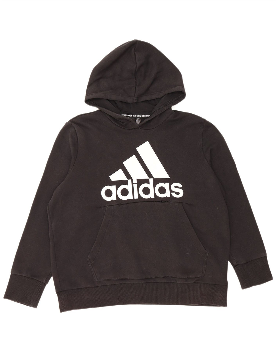 ADIDAS Pull à capuche graphique pour femme UK 24/26 2XL Coton noir