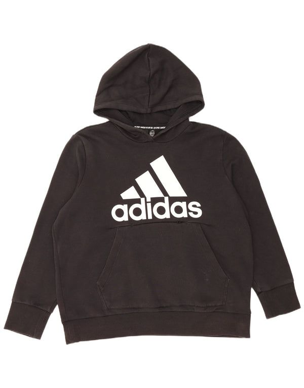 ADIDAS Pull à capuche graphique pour femme UK 24/26 2XL Coton noir