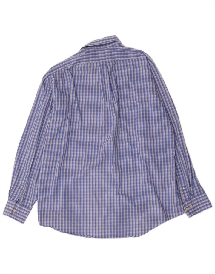 Chaps Chemise coupe classique pour homme Taille 16 1/2 Grand coton à carreaux bleus