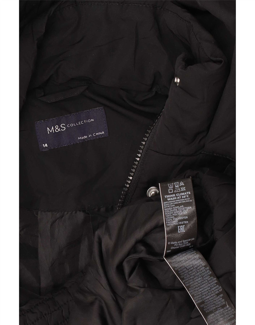 Marks & Spencer Veste matelassée surdimensionnée à capuche pour femme UK 14 Large Noir