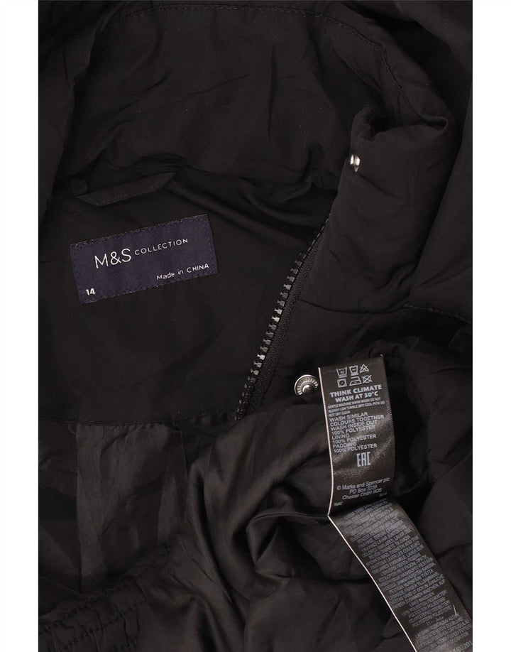 Marks & Spencer Veste matelassée surdimensionnée à capuche pour femme UK 14 Large Noir
