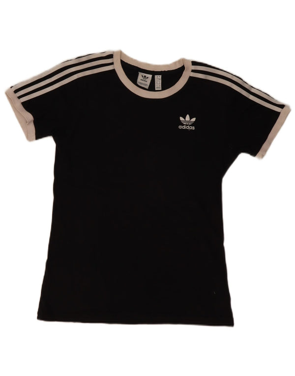 Adidas T-Shirt Femme Top UK 8 Petit Noir Coton