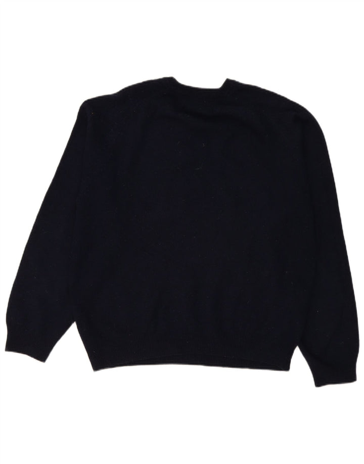 Marks & Spencer Pull col V pour homme en laine d'agneau bleu marine Taille L