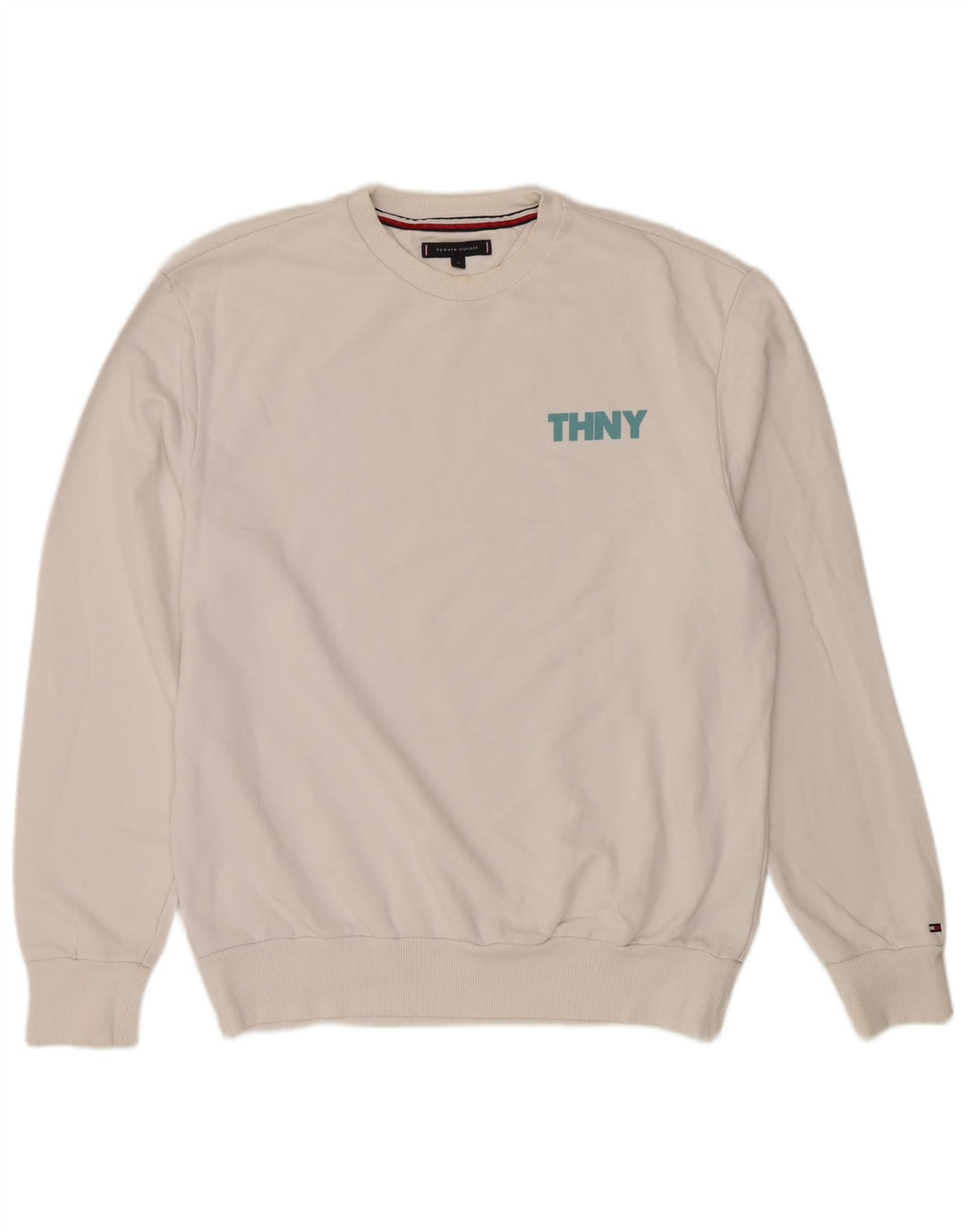 TOMMY HILFIGER Mens Graphic Sweatshirt Jumper XL White Cotton
