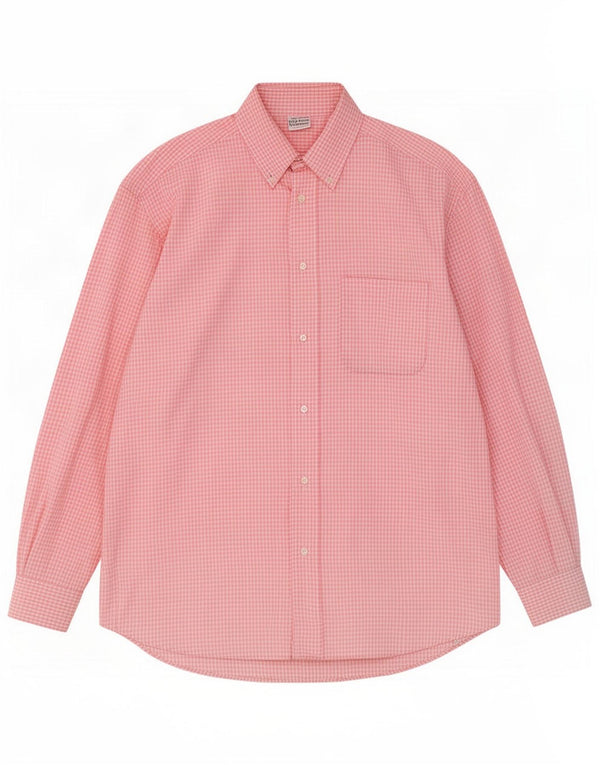 Benetton Mens Shirt Large Pink Gingham Cotton