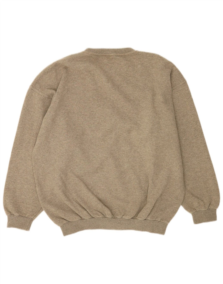 vintage Mens Graphic Sweatshirt Jumper Grand Gris Géométrique Coton
