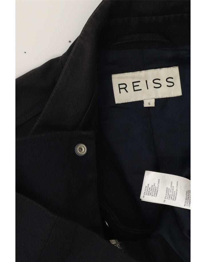 Reiss Mens Bomber Jacket UK 36 Small Navy Blue Cotton