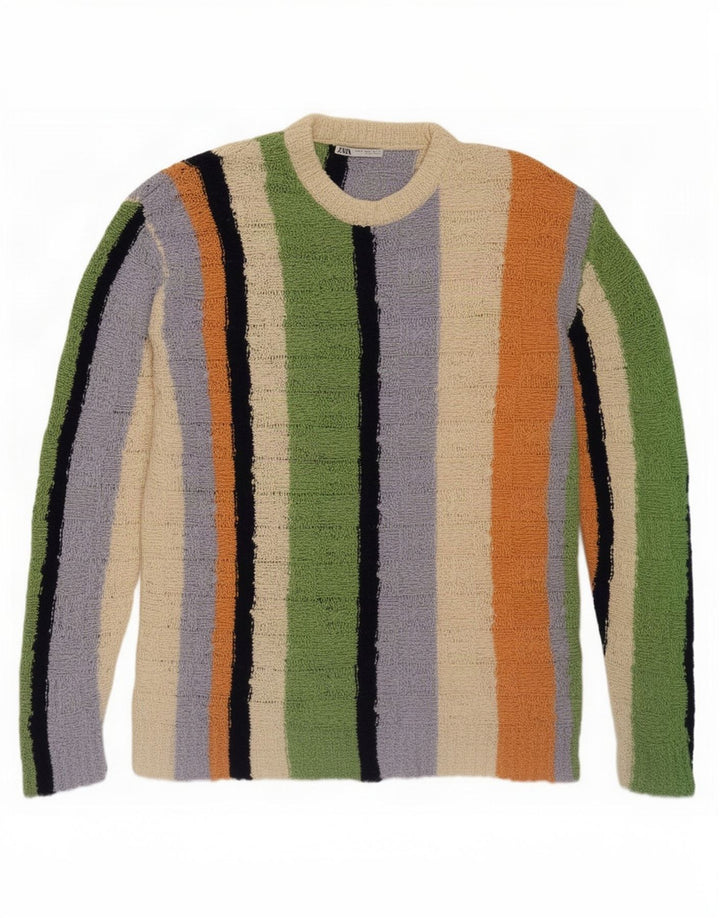 Zara Pull à col rond en coton multicolore moyen pour homme