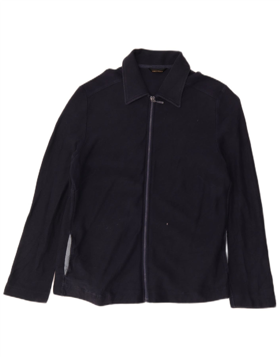Marks & Spencer Veste Bomber Femme UK 16 Large Bleu Marine Coton