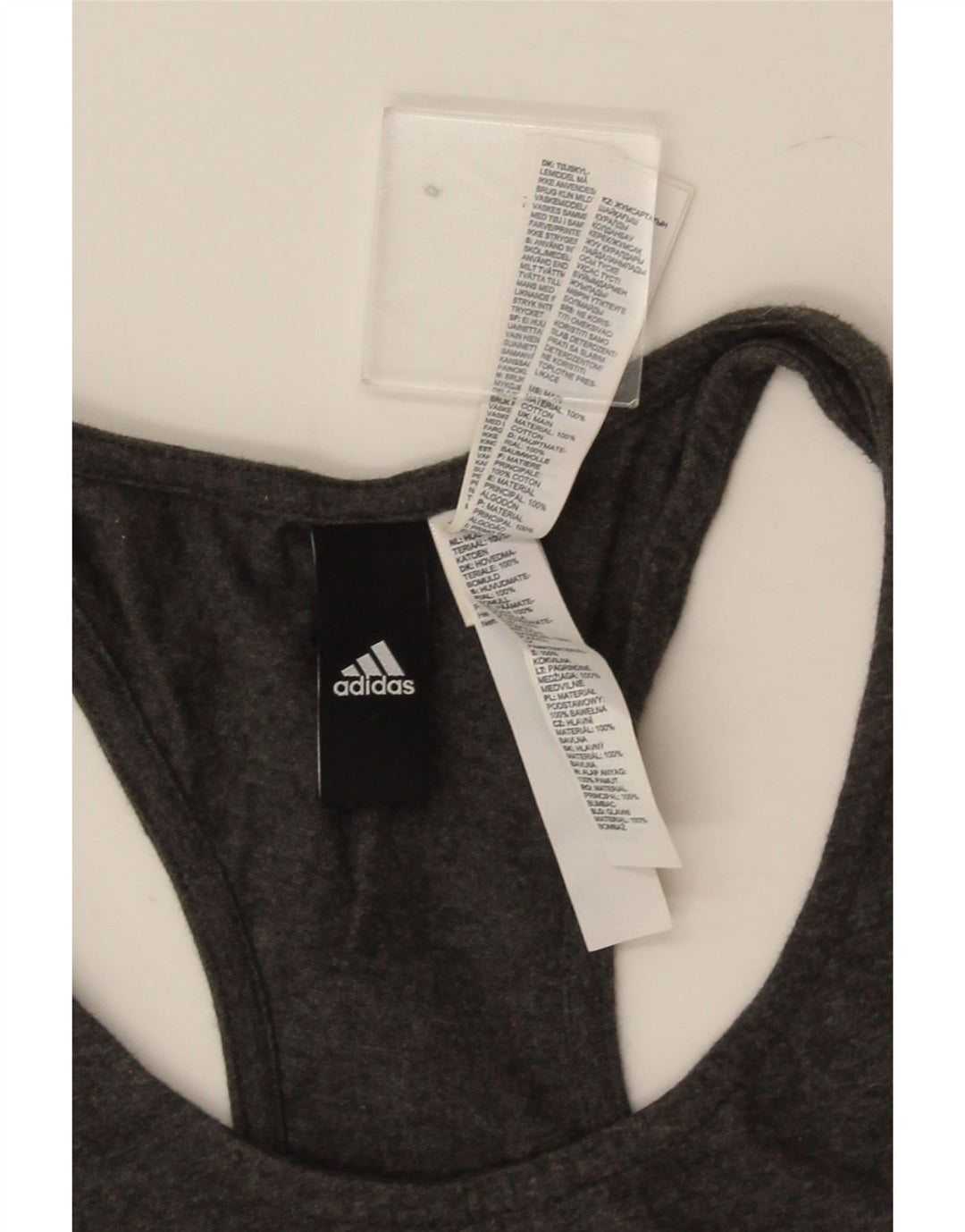 Adidas Débardeur Graphique Femme UK 12/14 Gris Moyen Coton