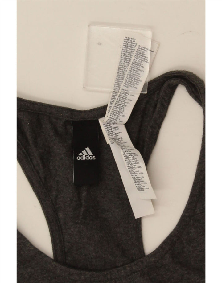 Adidas Débardeur Graphique Femme UK 12/14 Gris Moyen Coton