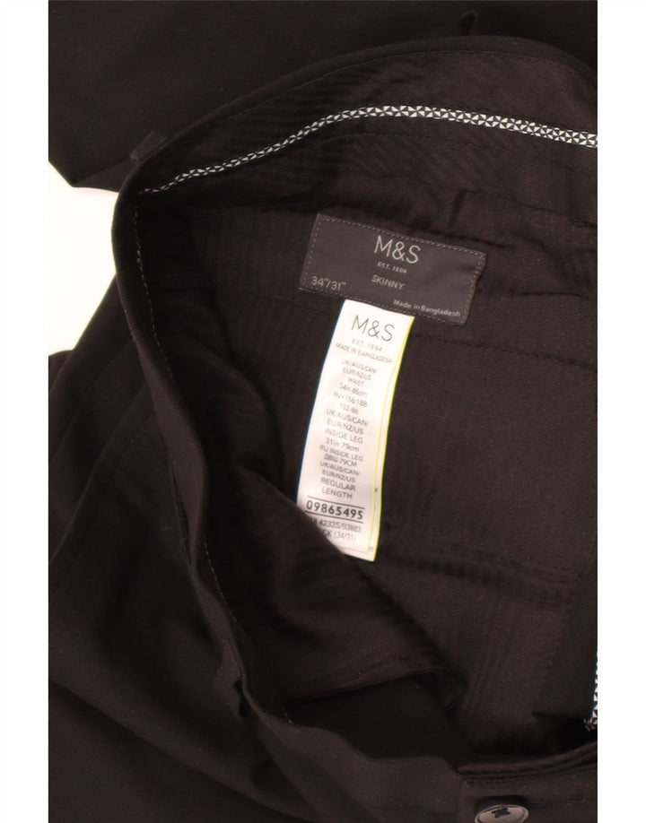 Marks & Spencer Pantalon de costume skinny pour homme W34 L31 Noir Polyester