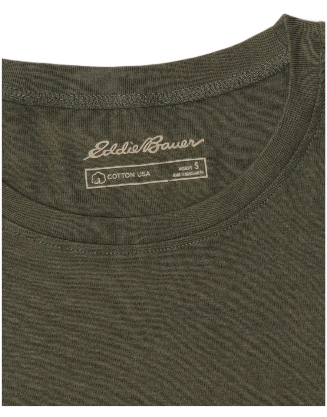 EDDIE BAUER T-Shirt Femme Top UK 10 Petit Kaki Coton