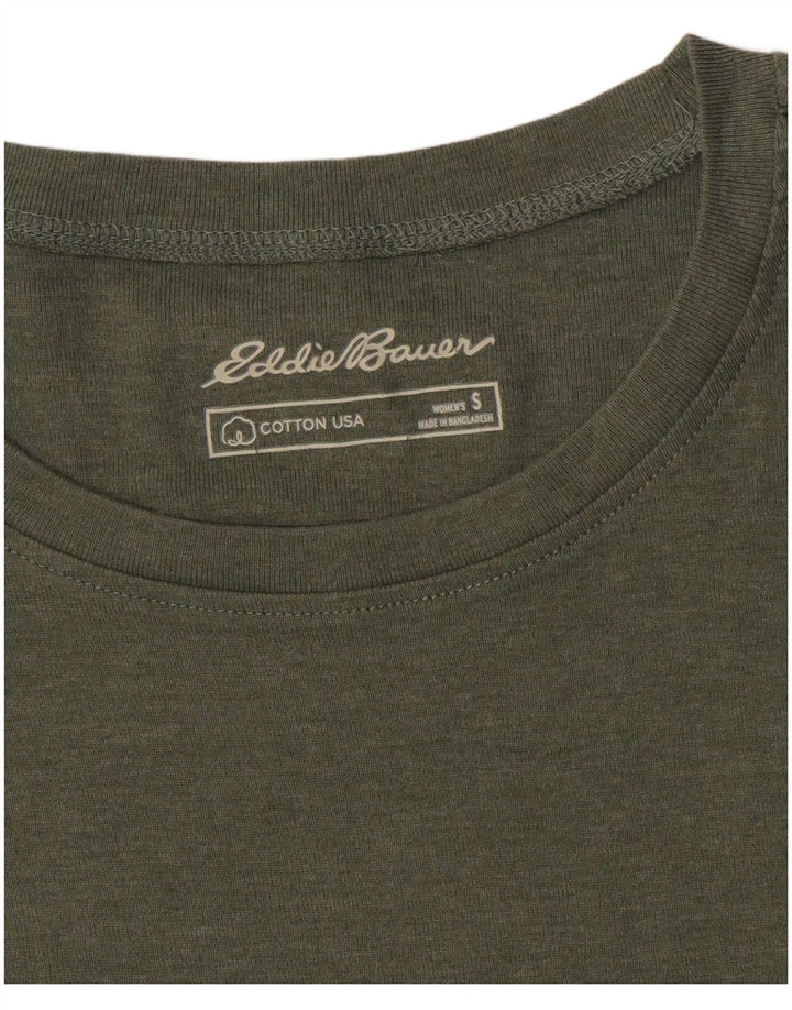 EDDIE BAUER T-Shirt Femme Top UK 10 Petit Kaki Coton