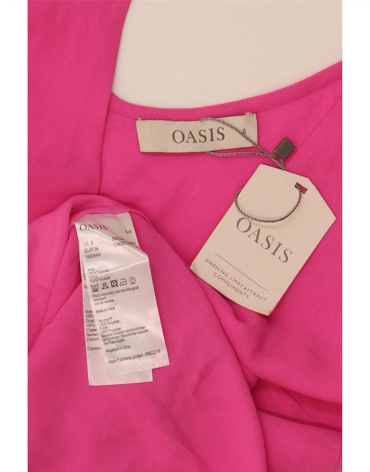 Oasis Chemisier sans manches pour femme UK 8 Petit Rose Polyester