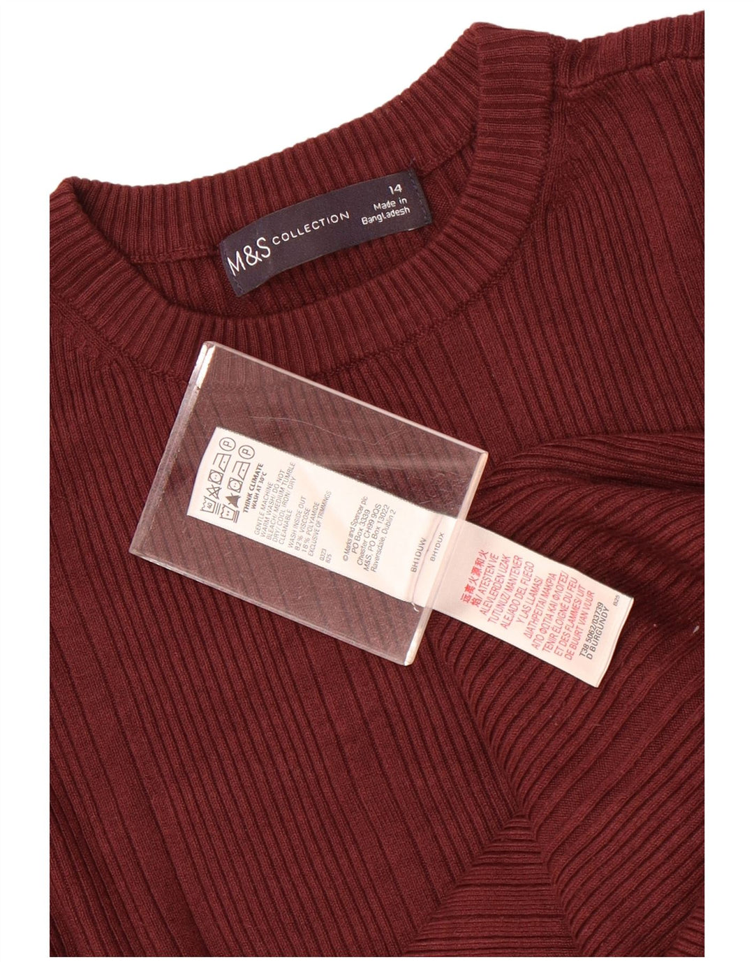 Marks & Spencer Pull à col rond pour femme UK 14 Viscose marron moyen