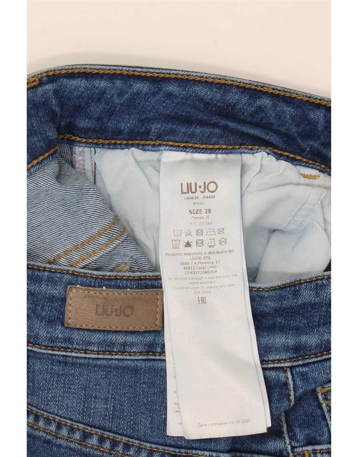 Liu Jo Jean court bootcut effet vieilli pour femme W28 L25 Bleu coton