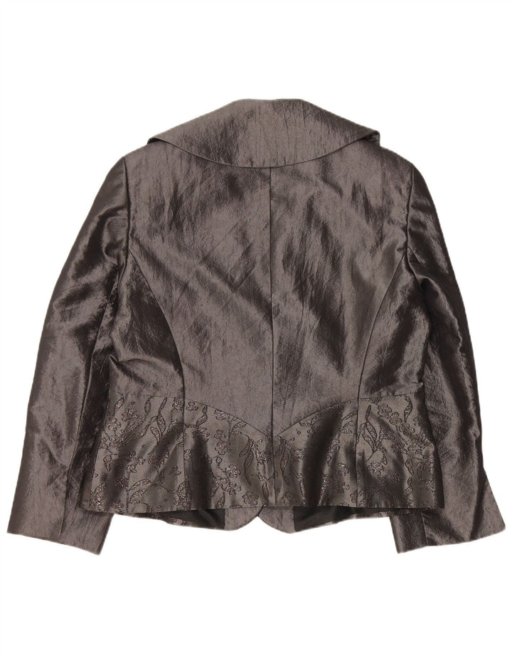 JOHN BENTLEY Haut Cardigan Femme UK 14 Grand Gris Floral Polyester